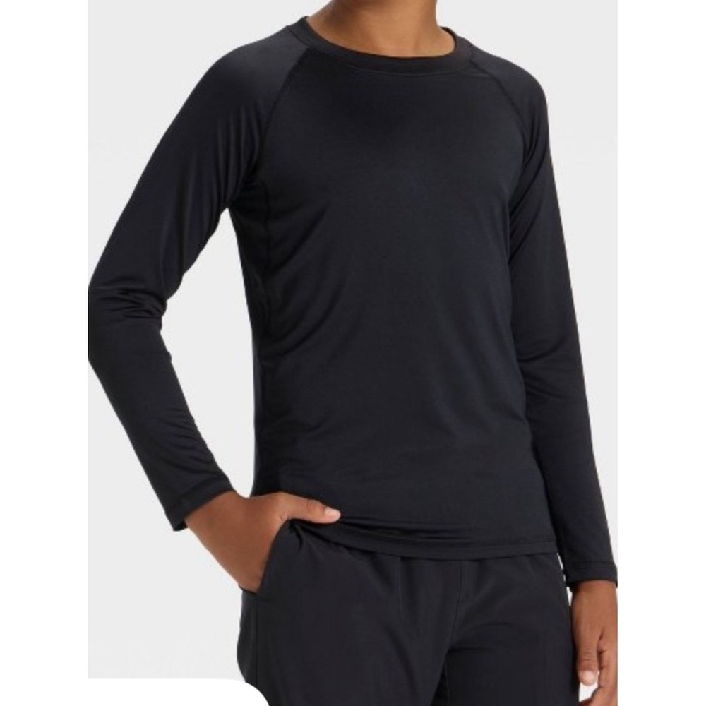 All in Motion Boys Crew Neck Tee Black Long Sleeve Athletic Shirt XS 4/5 NWT